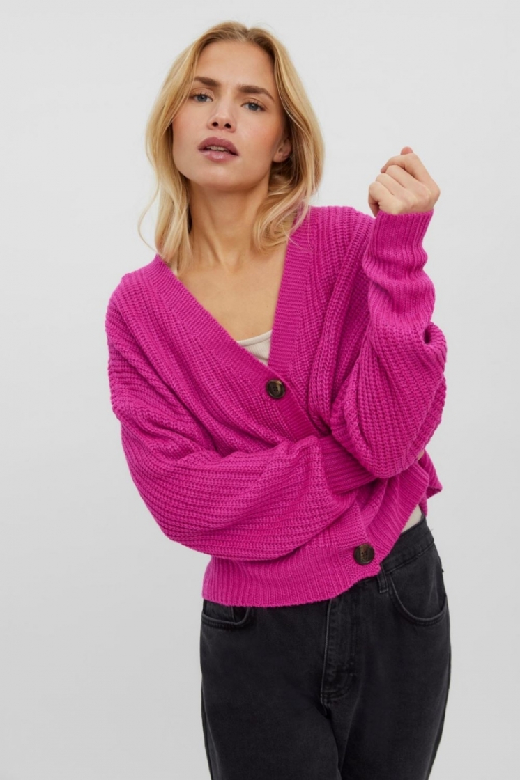 LEA V-NECK CUFF CARDIGAN very berry