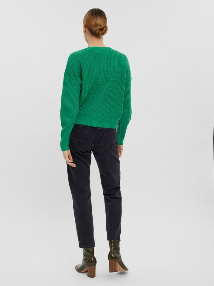 Lea V-neck cuff cardigan Holly green