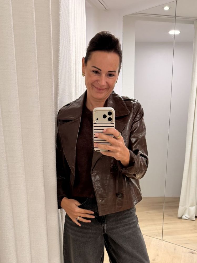 Carly Short Coated Jacket  Cocoa Brown