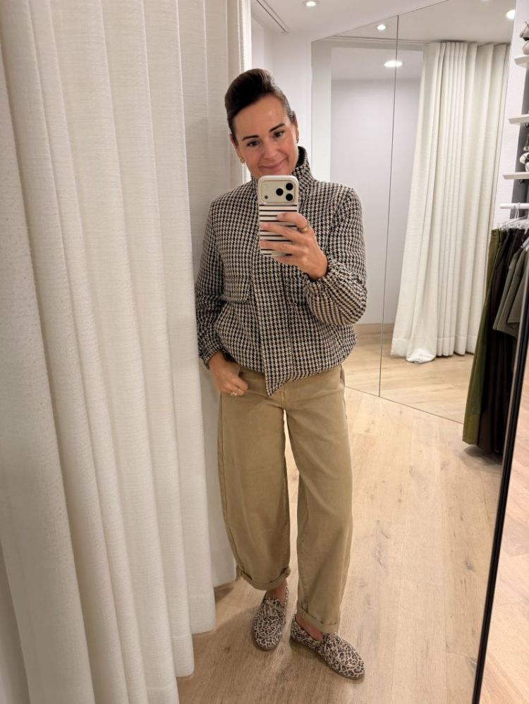 Cheryl Short Check Jacket Chocolate torte