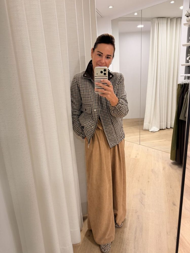 Cheryl Short Check Jacket Chocolate torte