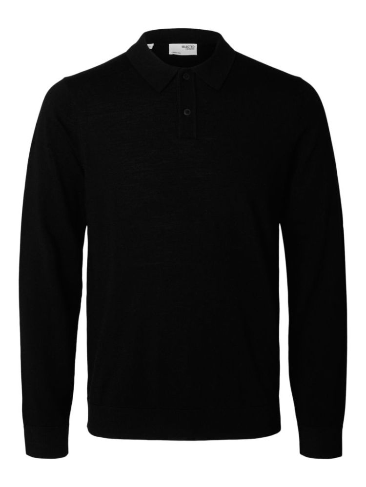 Knit Merino Polo Black