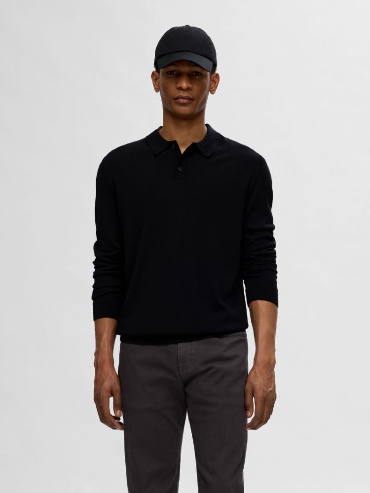 Knit Merino Polo Black
