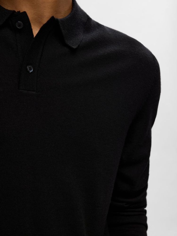 Knit Merino Polo Black