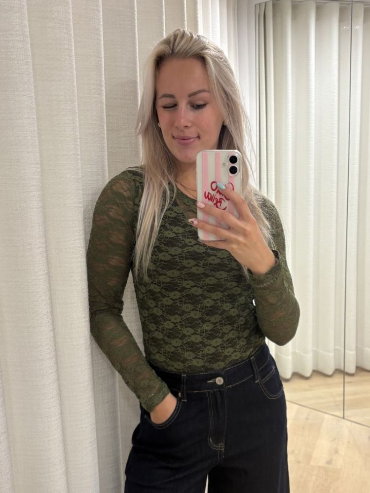 BONITA LS O-neck top sphagnum solid