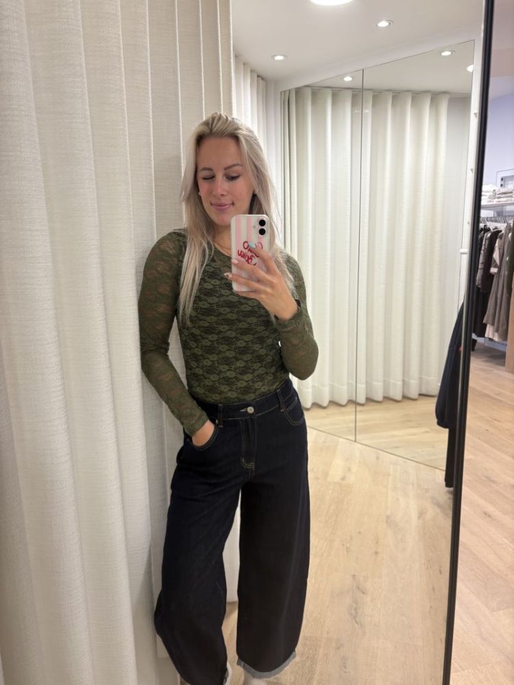 BONITA LS O-neck top sphagnum solid