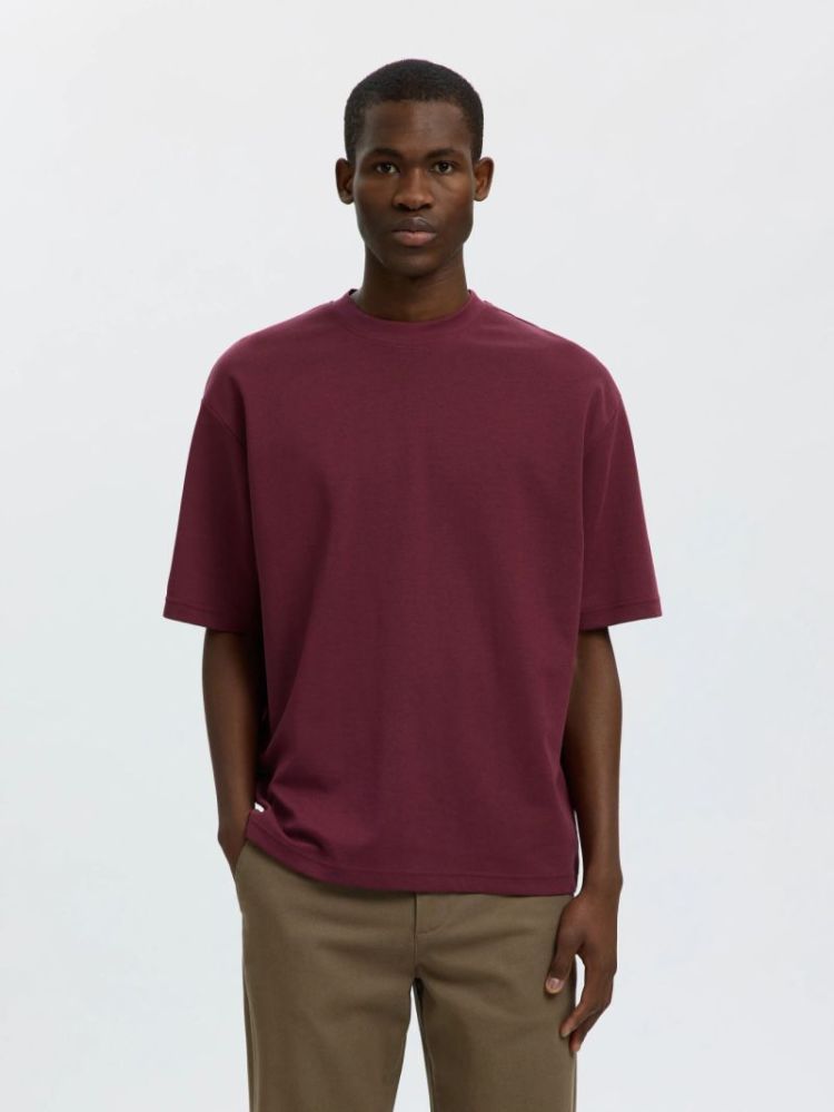Loose Oscar O-neck Tee Tawny Port