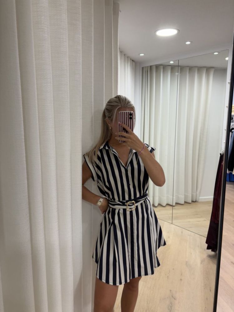 Striped short dress marine
