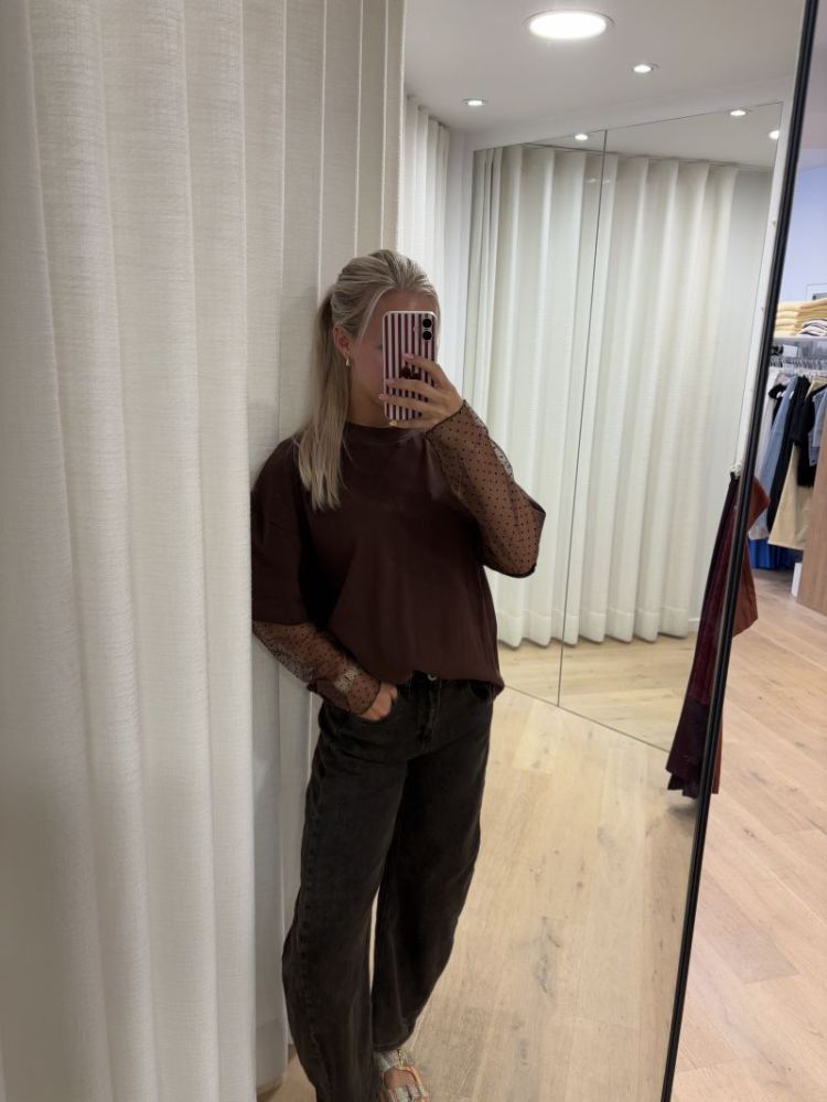 Polka sleeve shirt Bruin