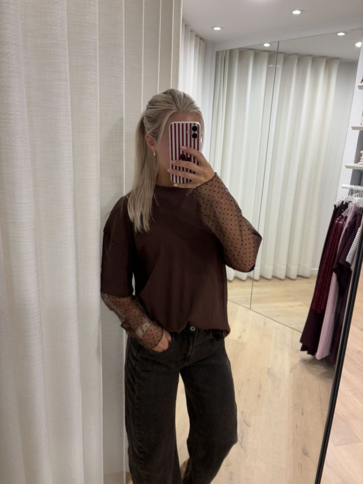 Polka sleeve shirt Bruin