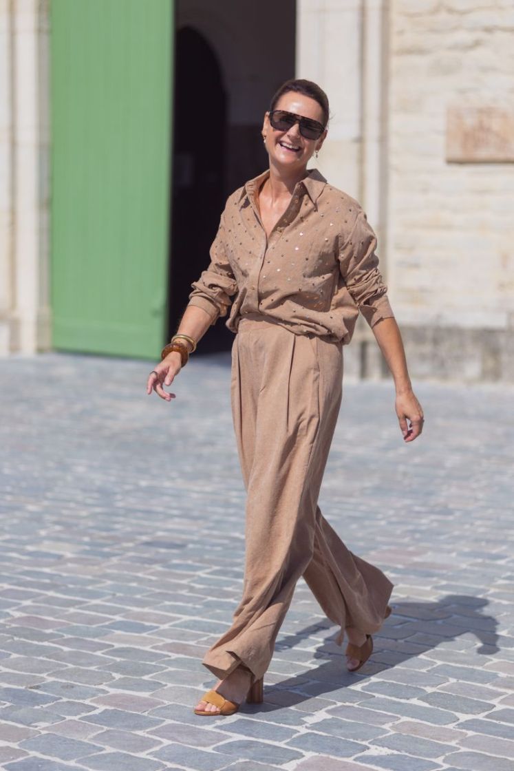 Ally Blouse Paillet Beads Toffee
