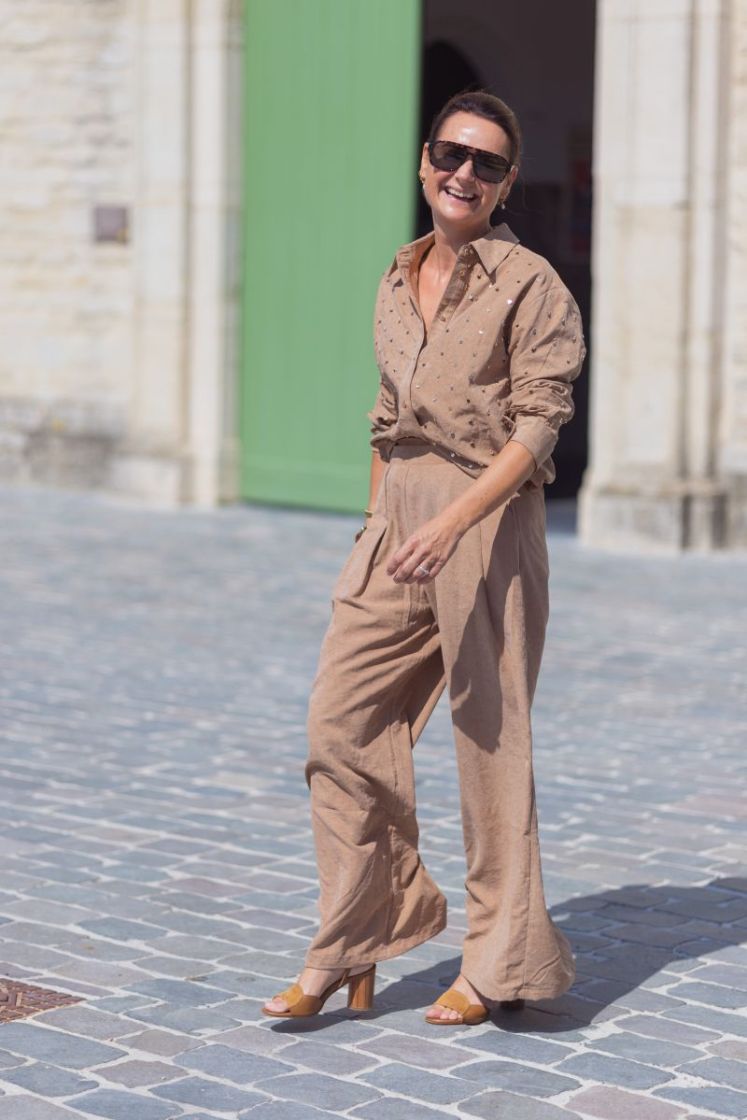 Ally Blouse Paillet Beads Toffee
