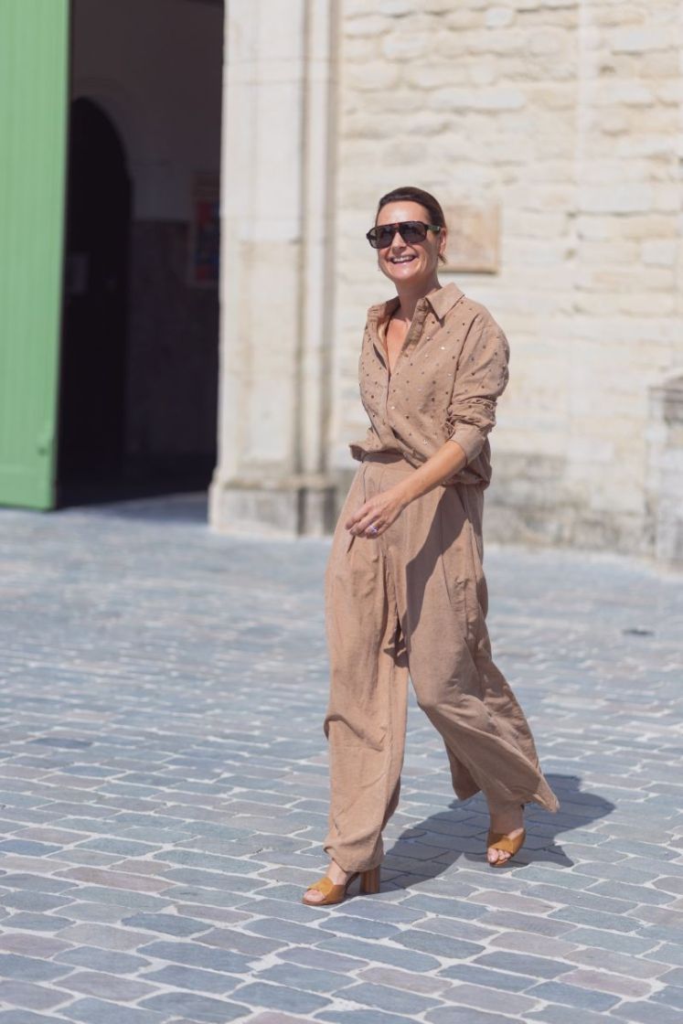 Ally Blouse Paillet Beads Toffee