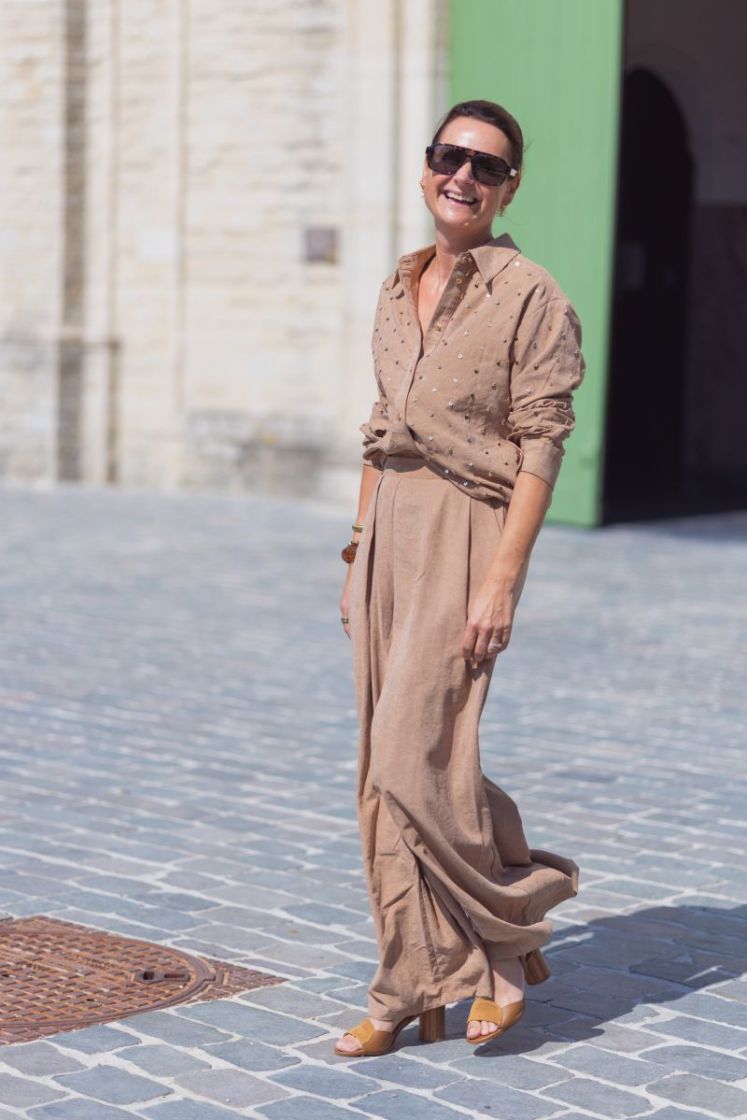 Ally Blouse Paillet Beads Toffee