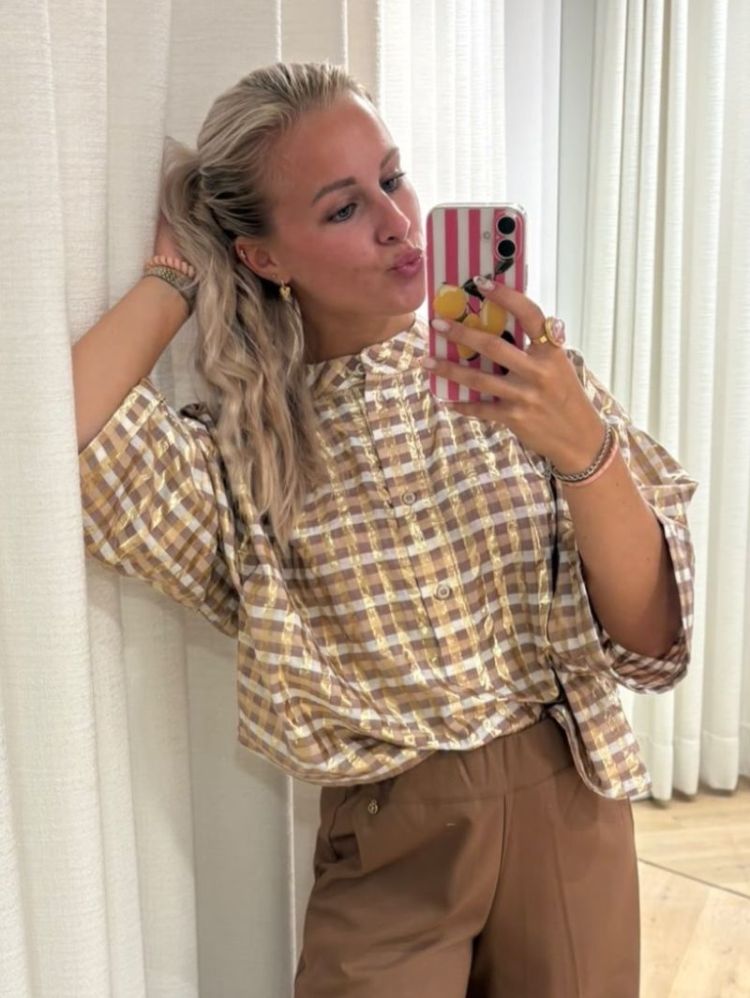 Maya Blouse Check Off White/ Toff