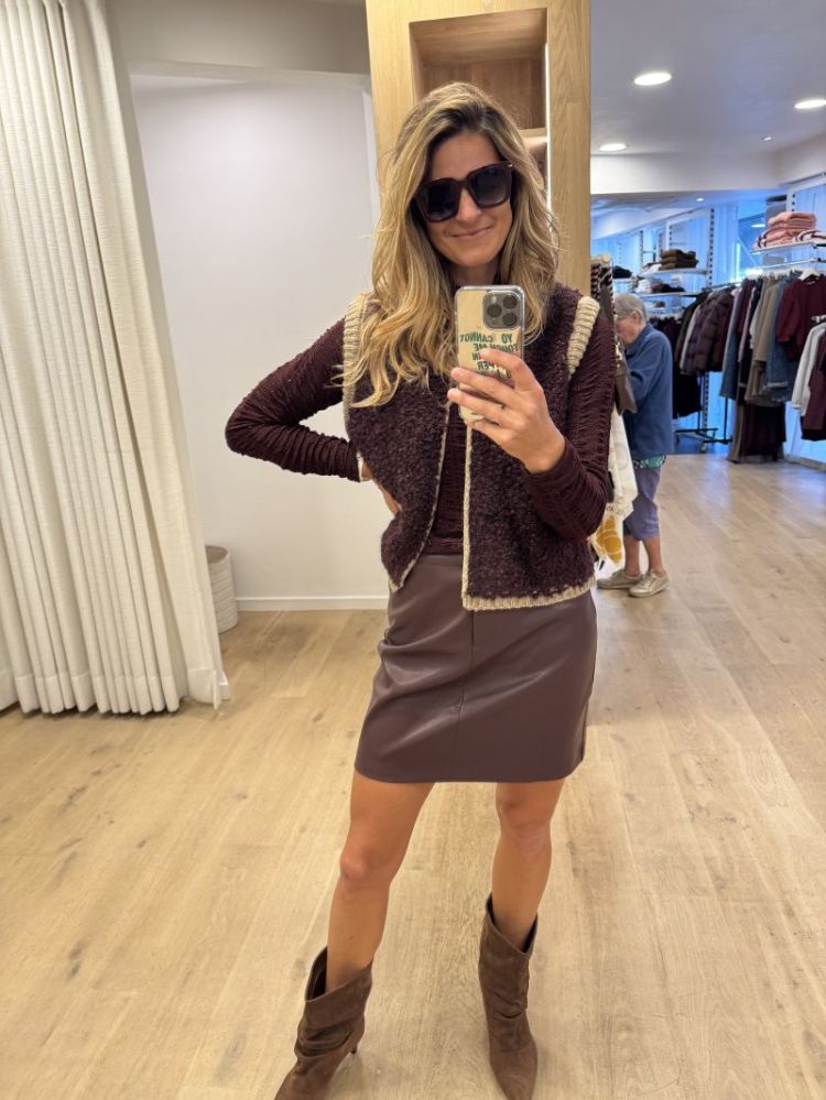 Lana Gilet Cherry/Taupe