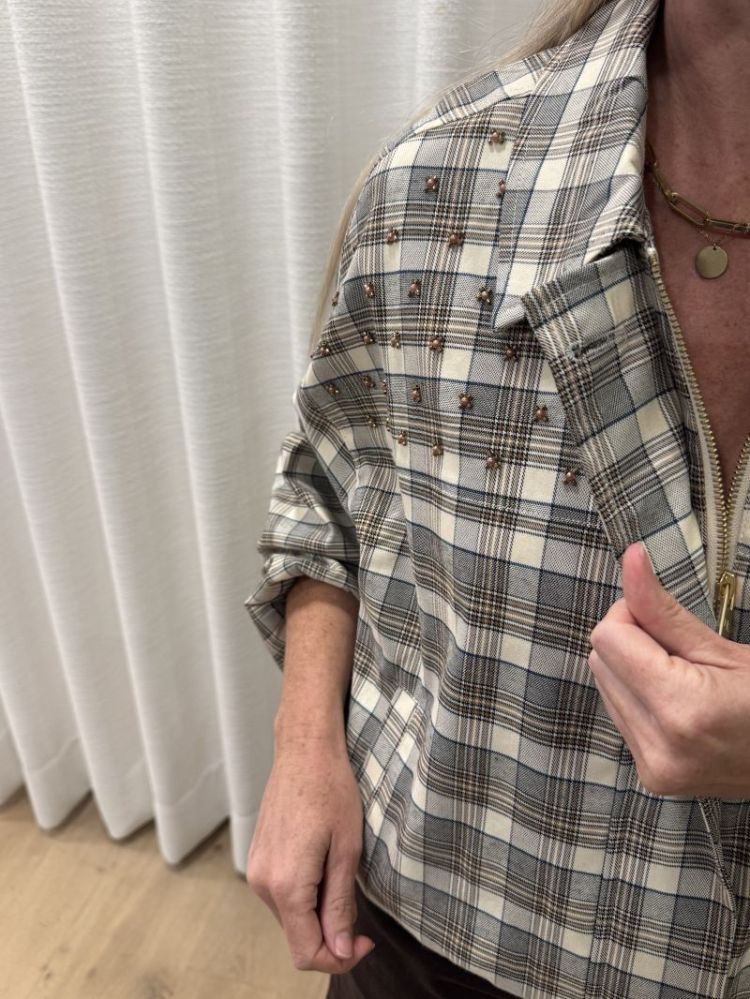 Dominique Jacket Check Taupe/ OffWhite
