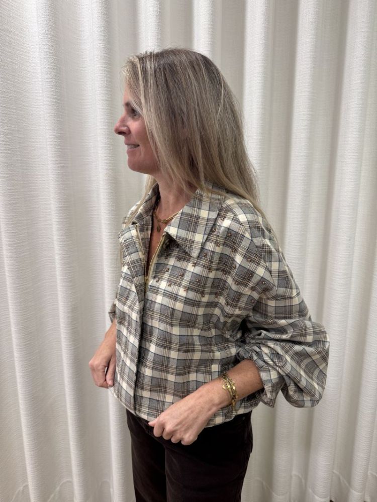 Dominique Jacket Check  Taupe/ OffWhite