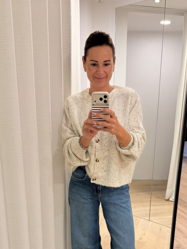 Etta ls o-neck cardigan melange