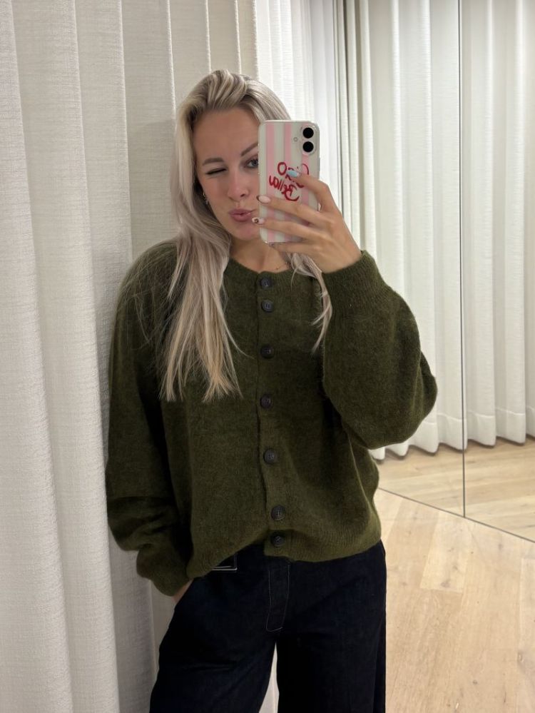Johi wool blend cardigan fir green