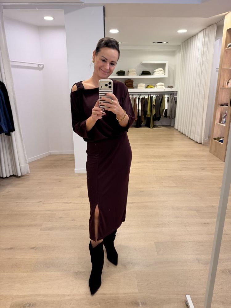 Longbeach jurk Aubergine